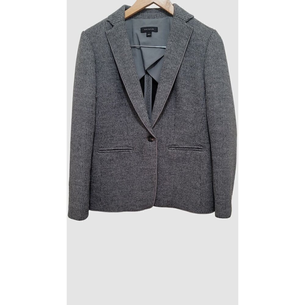 Ann Taylor Gray Blazer Tailored Fit Professional